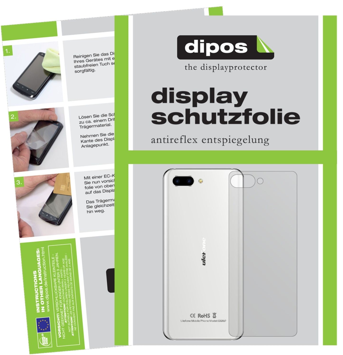 1x Schutzfolie matt für Ulefone T2 Pro Rückseite Display-Schutzfolie
