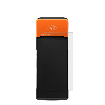 SunmiV2 Pro mit aufgebrachter dipos Displayschutzfolie, die lästige Fingerabdrücke minimiert