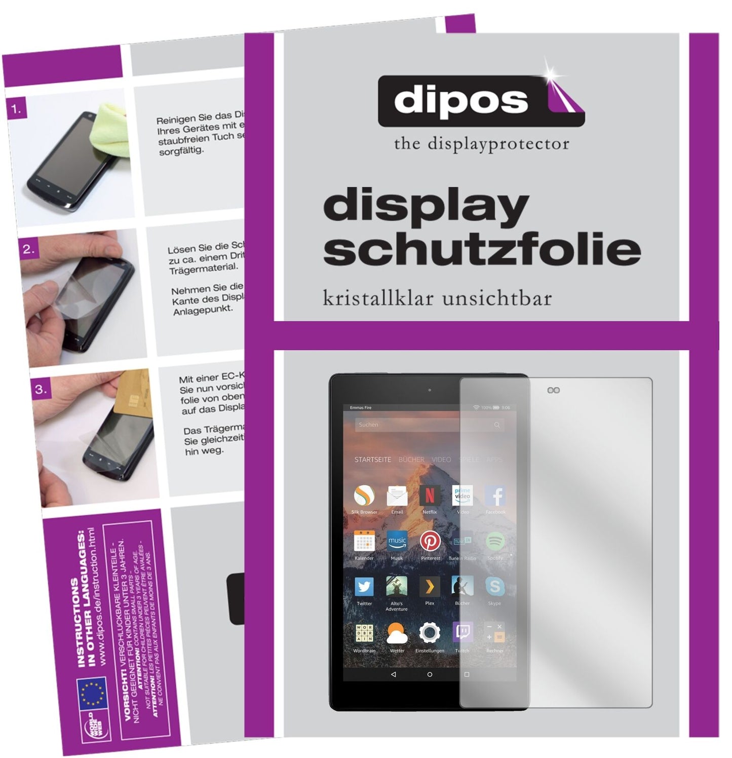 1x Schutzfolie klar für Amazon Fire HD 8 Plus (2020) Display-Schutzfolie