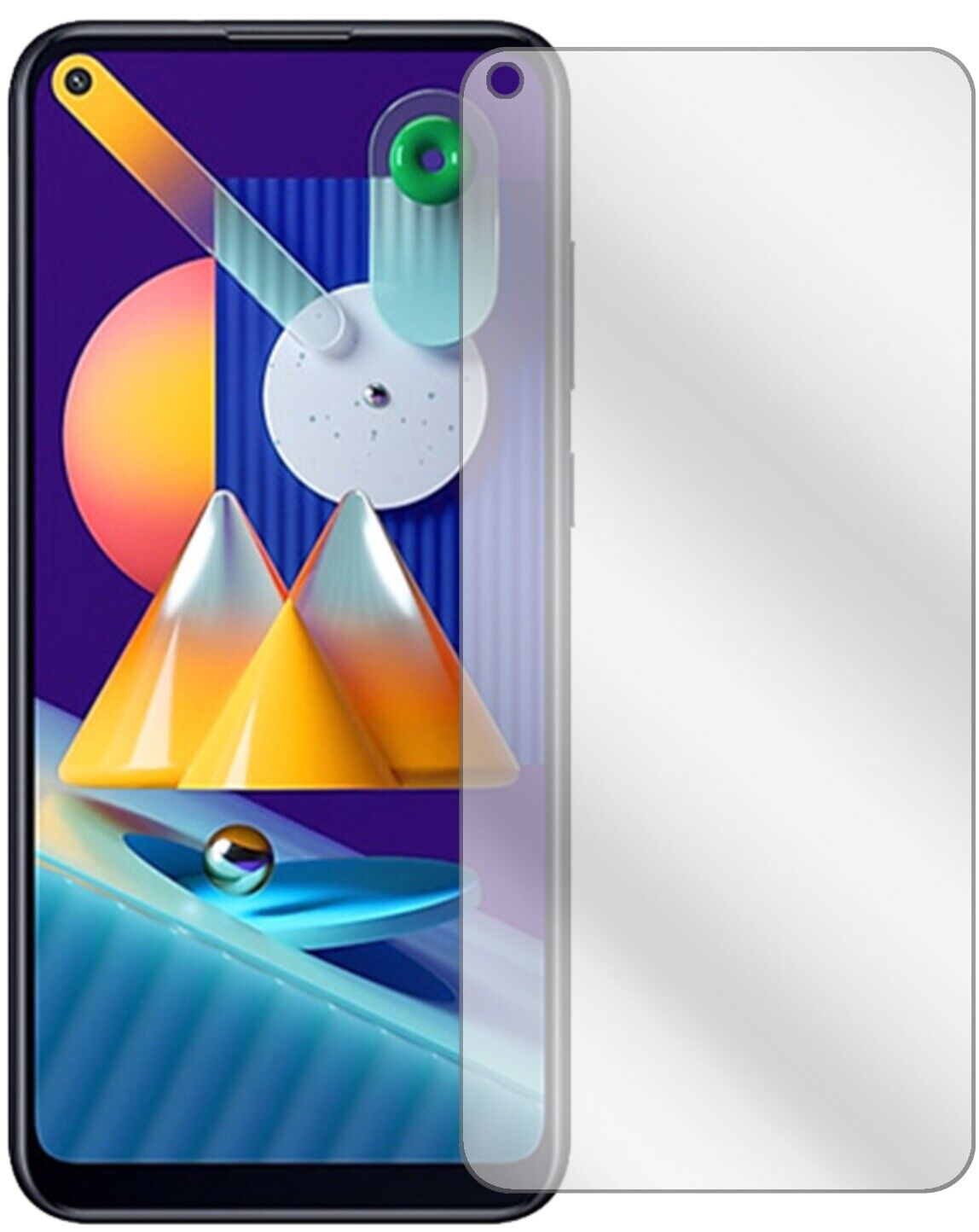 SamsungGalaxy M11 mit aufgebrachter dipos Displayschutzfolie, glasklare Darstellung ohne Einschränkungen