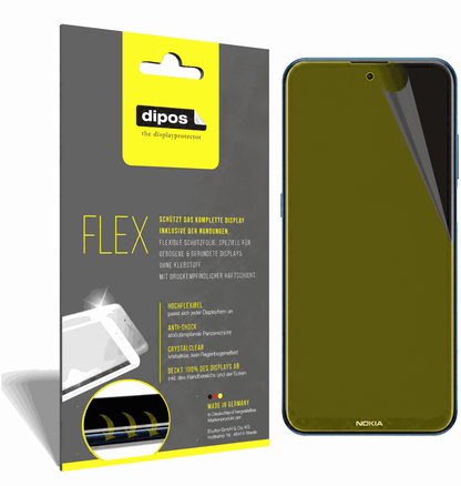 Klare Displayschutzfolie von dipos passend für Nokia X20, 100% Displayabdeckung und blasenfreie Montage