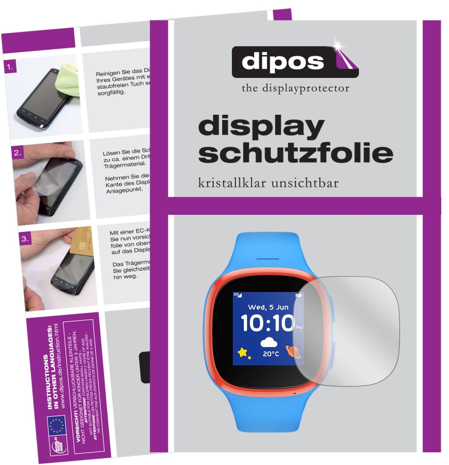 1x Schutzfolie klar für Vodafone V-Kids Watch Display-Schutzfolie