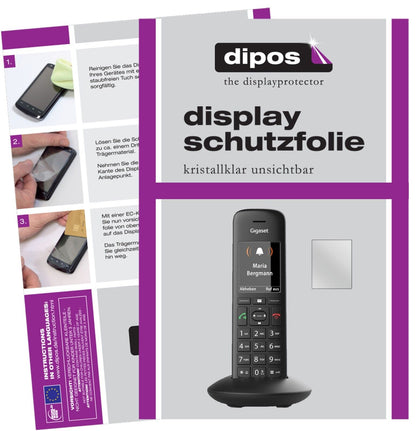 GigasetC570 mit aufgebrachter dipos Displayschutzfolie, glasklare Darstellung ohne Einschränkungen
