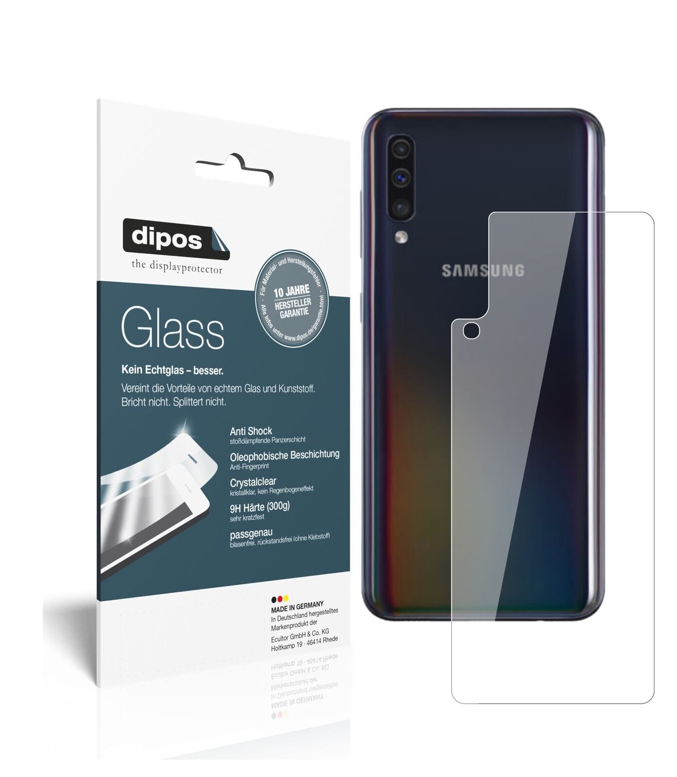 1x 9H Schutzfolie für Samsung Galaxy A40 Rückseite Panzerfolie