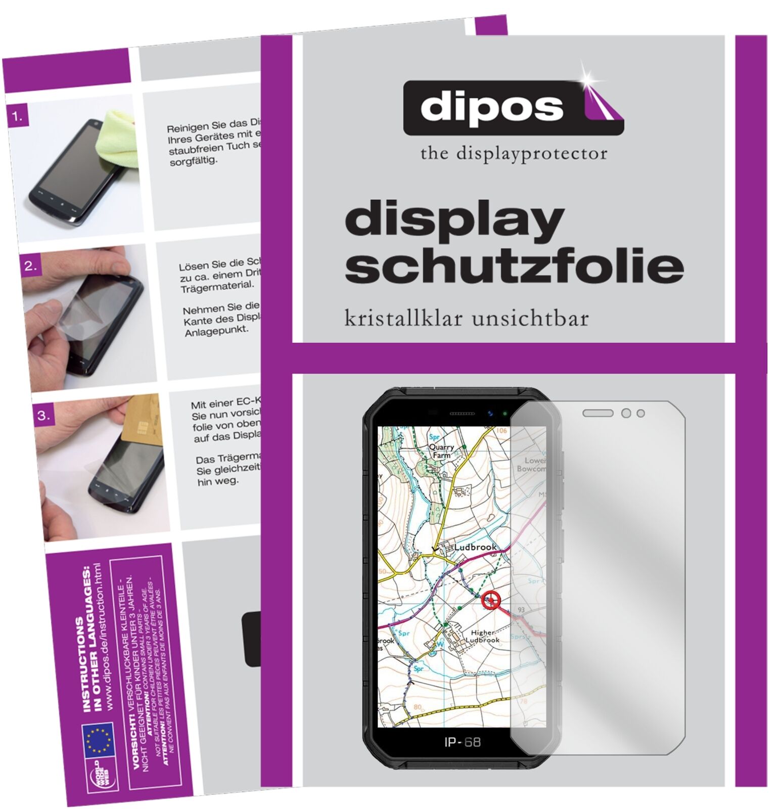 Klare Displayschutzfolie von dipos passend für Ulefone Armor X7, präziser Zuschnitt und blasenfrei montiert