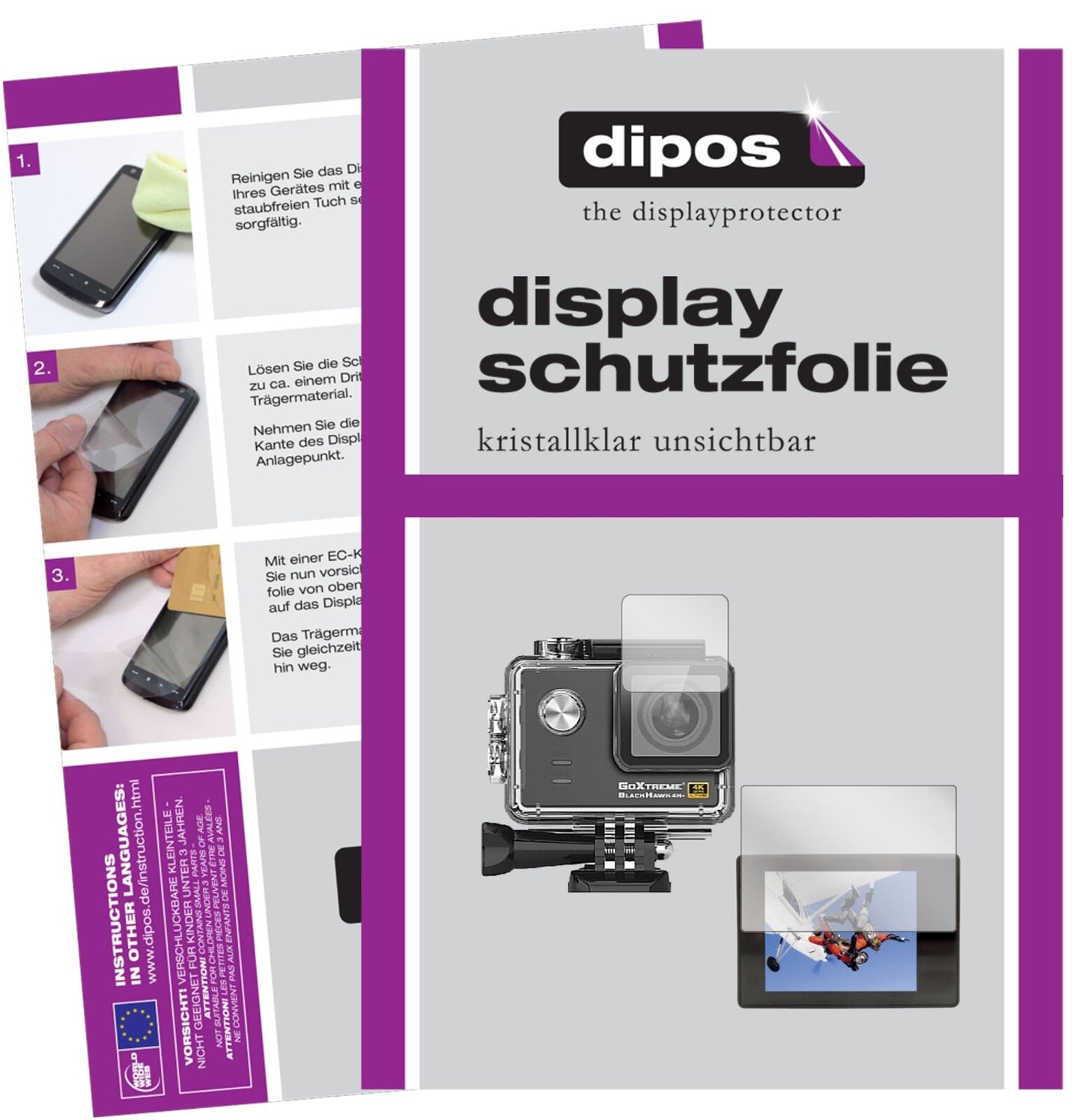 6x Schutzfolie klar für Easypix GoXtreme Black Hawk 4K+ Display-Schutzfolie