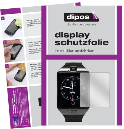 TagobeeTB02 Smartwatch mit aufgebrachter dipos Displayschutzfolie, glasklare Darstellung ohne Einschränkungen