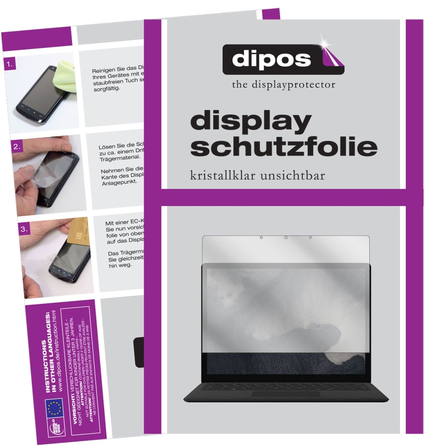 1x Schutzfolie klar für Microsoft Surface Laptop 2 13.5 Zoll Display-Schutzfolie