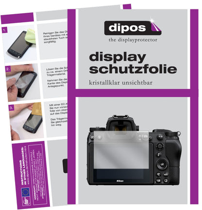 NikonZ6 mit aufgebrachter dipos Displayschutzfolie, glasklare Darstellung ohne Einschränkungen
