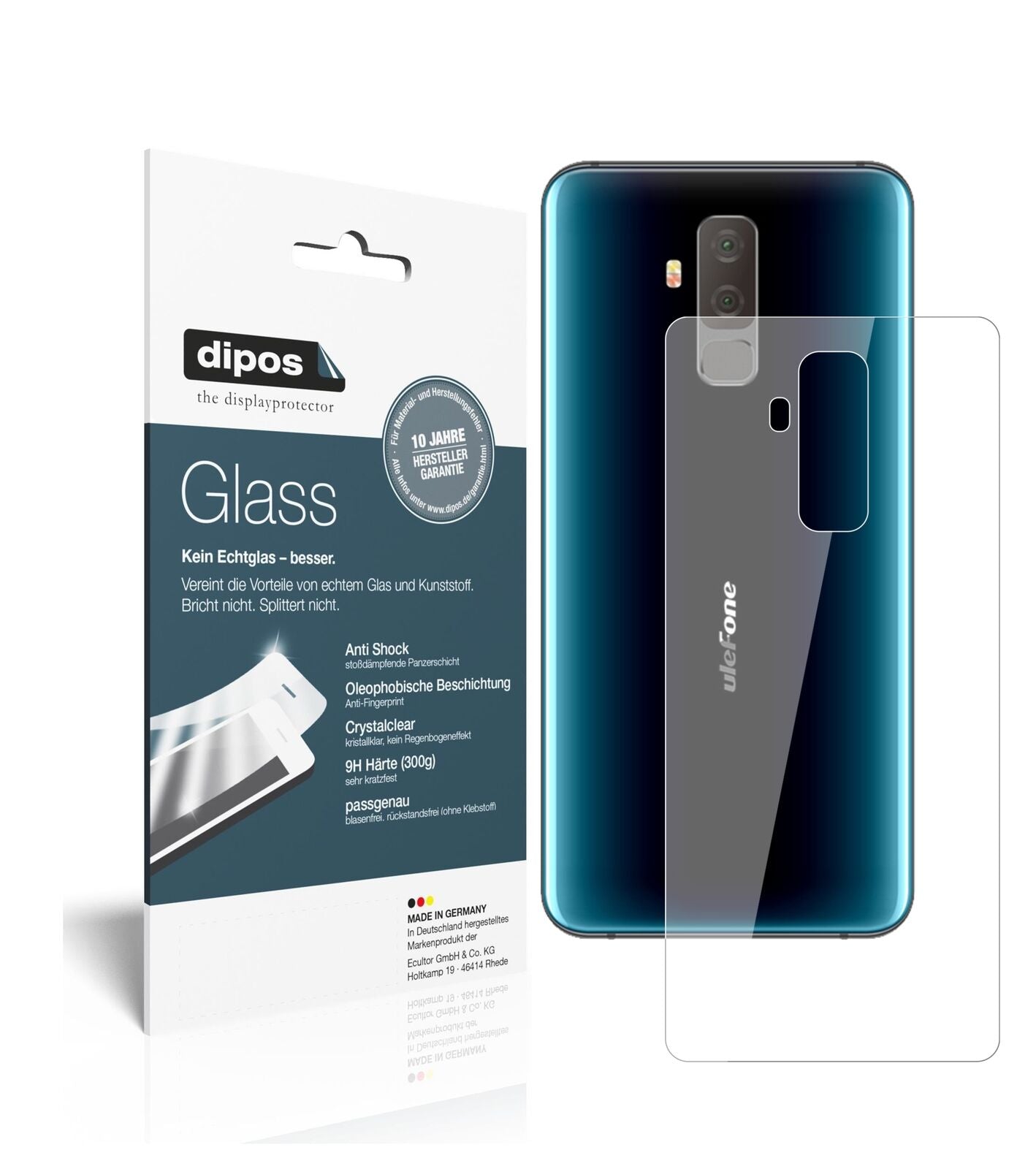 1x 9H Schutzfolie für Ulefone T2 Rückseite Panzerfolie