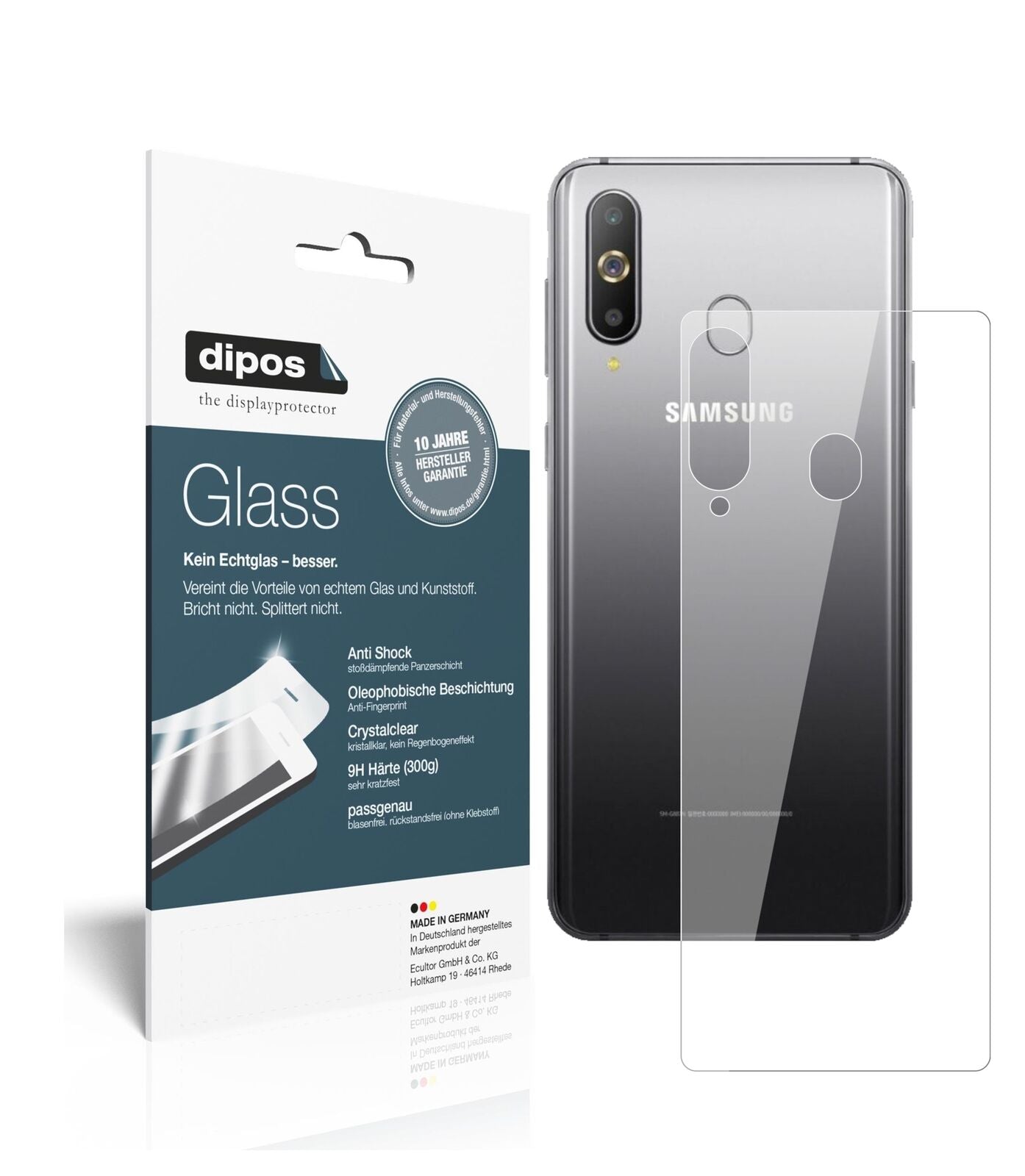 1x 9H Schutzfolie für Samsung Galaxy A9 Pro (2019) Rückseite Panzerfolie