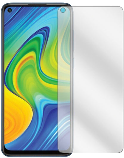 XiaomiRedmi Note 9 mit aufgebrachter dipos Displayschutzfolie, glasklare Darstellung ohne Einschränkungen