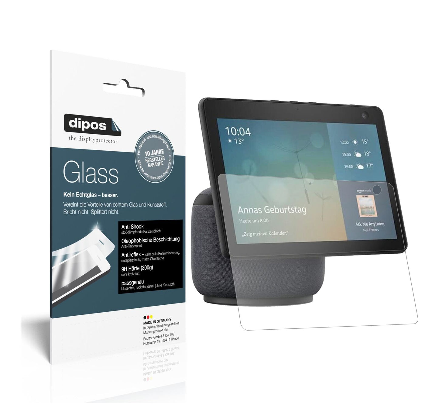 1x 9H Schutzfolie matt für Amazon Echo Show 10 (3. Generation) Panzerfolie
