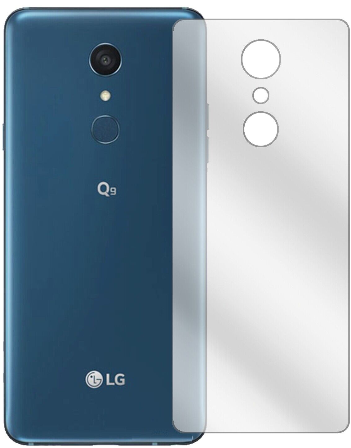 Klare Displayschutzfolie von dipos passend für LG Q9 Rückseite, präziser Zuschnitt und blasenfrei montiert