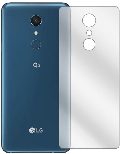 Klare Displayschutzfolie von dipos passend für LG Q9 Rückseite, präziser Zuschnitt und blasenfrei montiert
