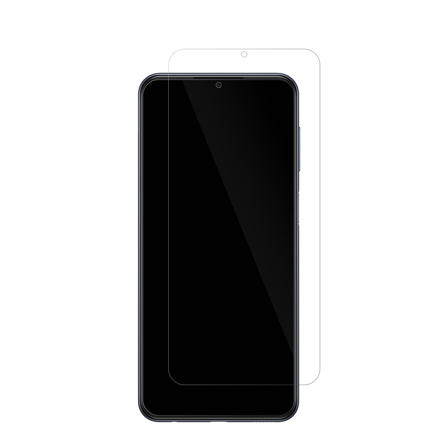 SamsungGalaxy M33 mit aufgebrachter dipos Displayschutzfolie, glasklare Darstellung ohne Einschränkungen