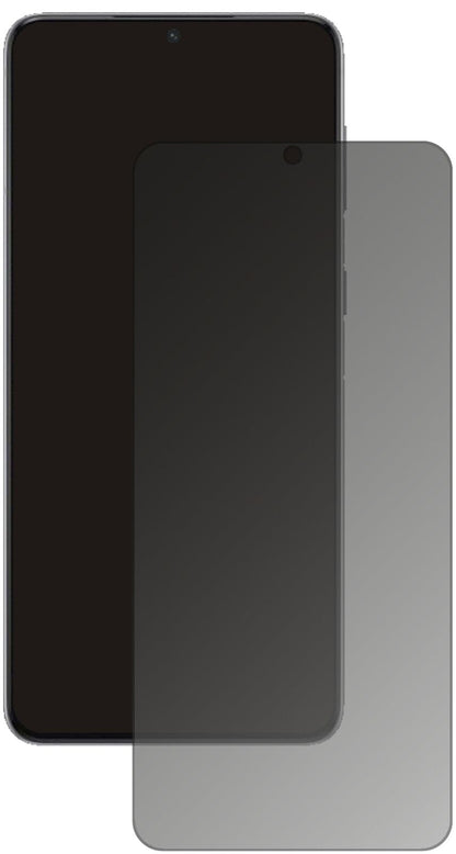 SamsungGalaxy S21 Plus mit aufgebrachtem dipos Displayschutz, der seitliche Einblicke blockiert