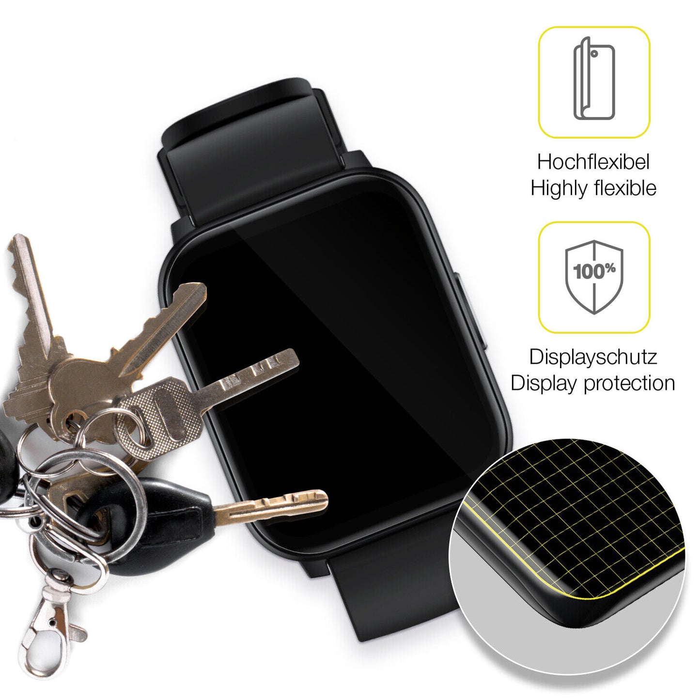 1x 3D Full Cover Schutzfolie für Realme Watch S100