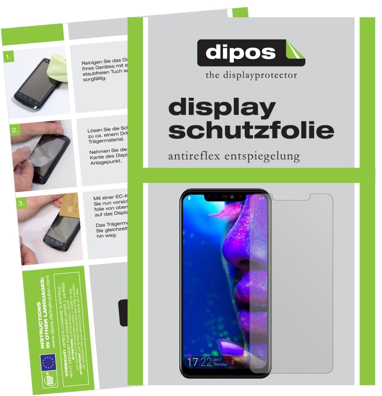 AllviewSoul X5 Pro mit aufgebrachter dipos Displayschutzfolie, die lästige Fingerabdrücke minimiert