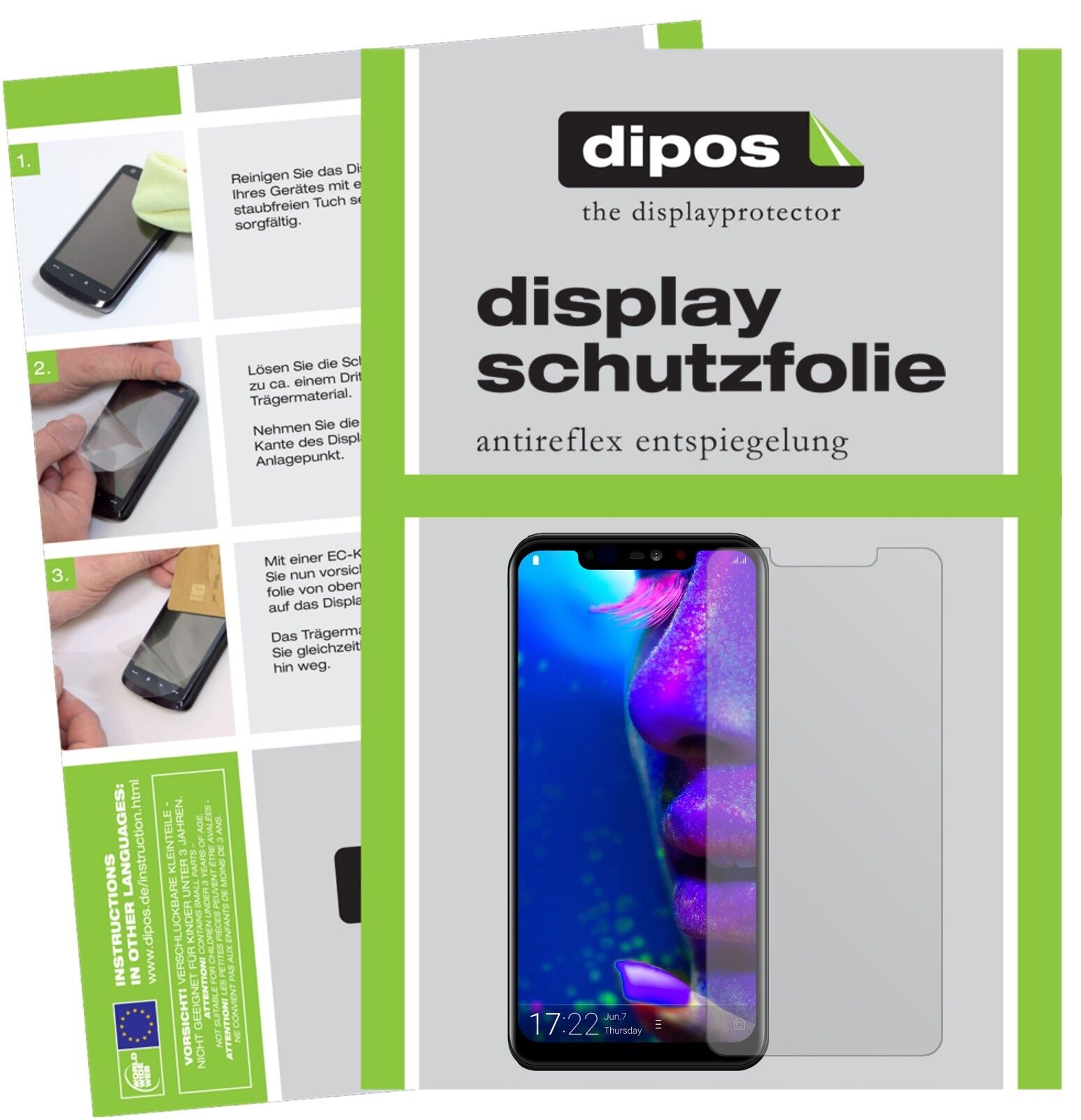AllviewSoul X5 Pro mit aufgebrachter dipos Displayschutzfolie, die lästige Fingerabdrücke minimiert
