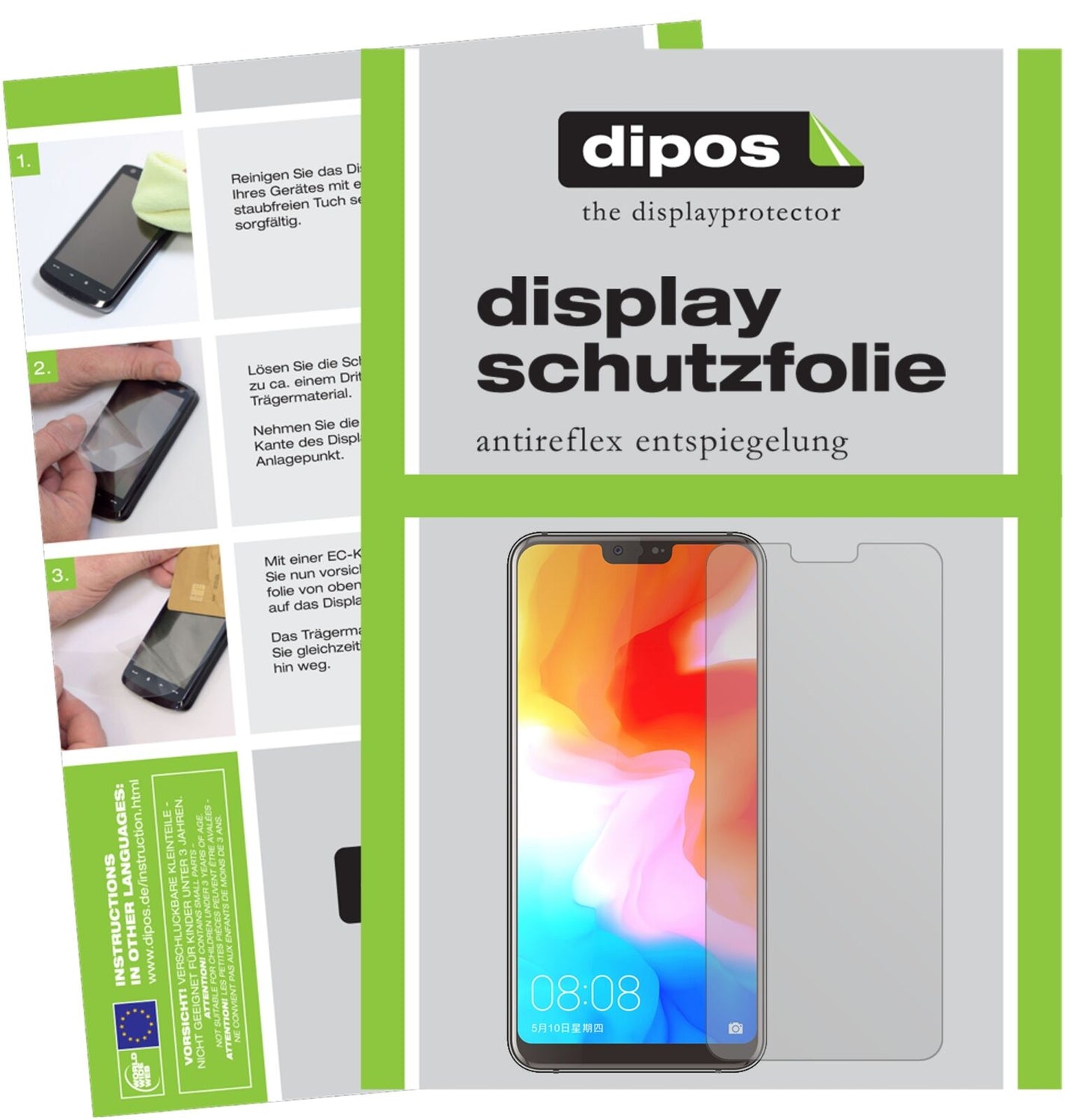 UlefoneT2 mit aufgebrachter dipos Displayschutzfolie, die lästige Fingerabdrücke minimiert