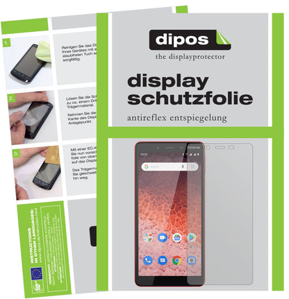Nokia1 Plus mit aufgebrachter dipos Displayschutzfolie, die lästige Fingerabdrücke minimiert