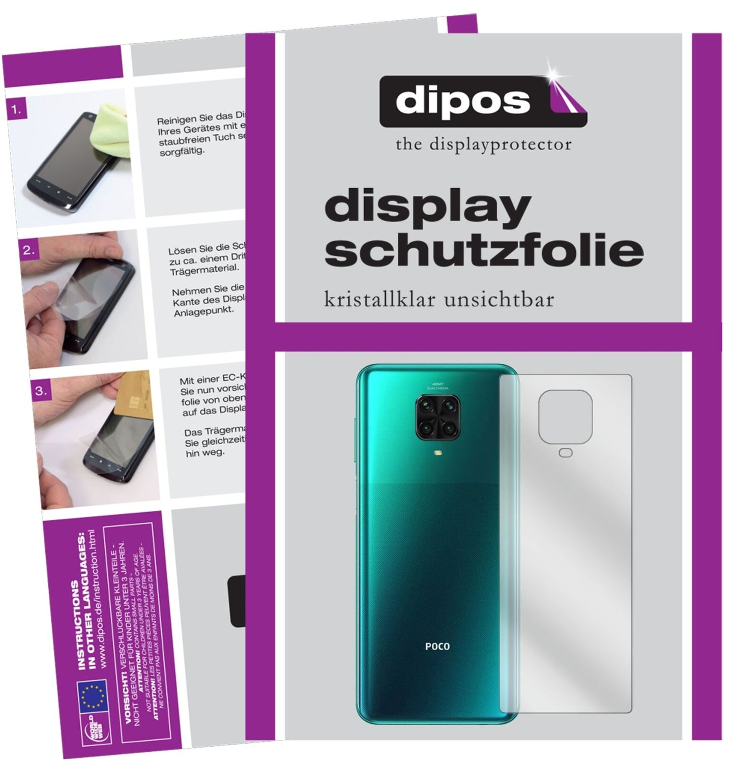 5x Schutzfolie klar für Xiaomi Poco M2 Pro Rückseite Display-Schutzfolie
