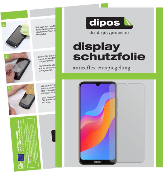 Matte Displayschutzfolie von dipos passend für Honor 8A Pro, präziser Zuschnitt und blasenfrei montiert