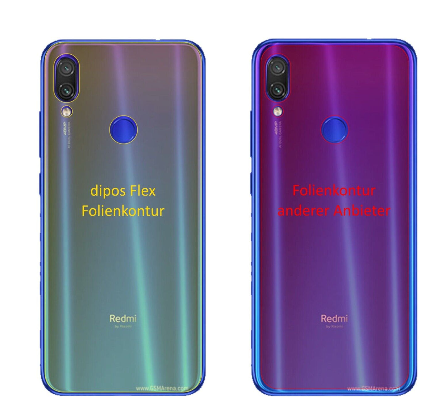 Klare Displayschutzfolie von dipos passend für Xiaomi Redmi Note 7 Pro Rückseite, 100% Displayabdeckung und blasenfreie Montage