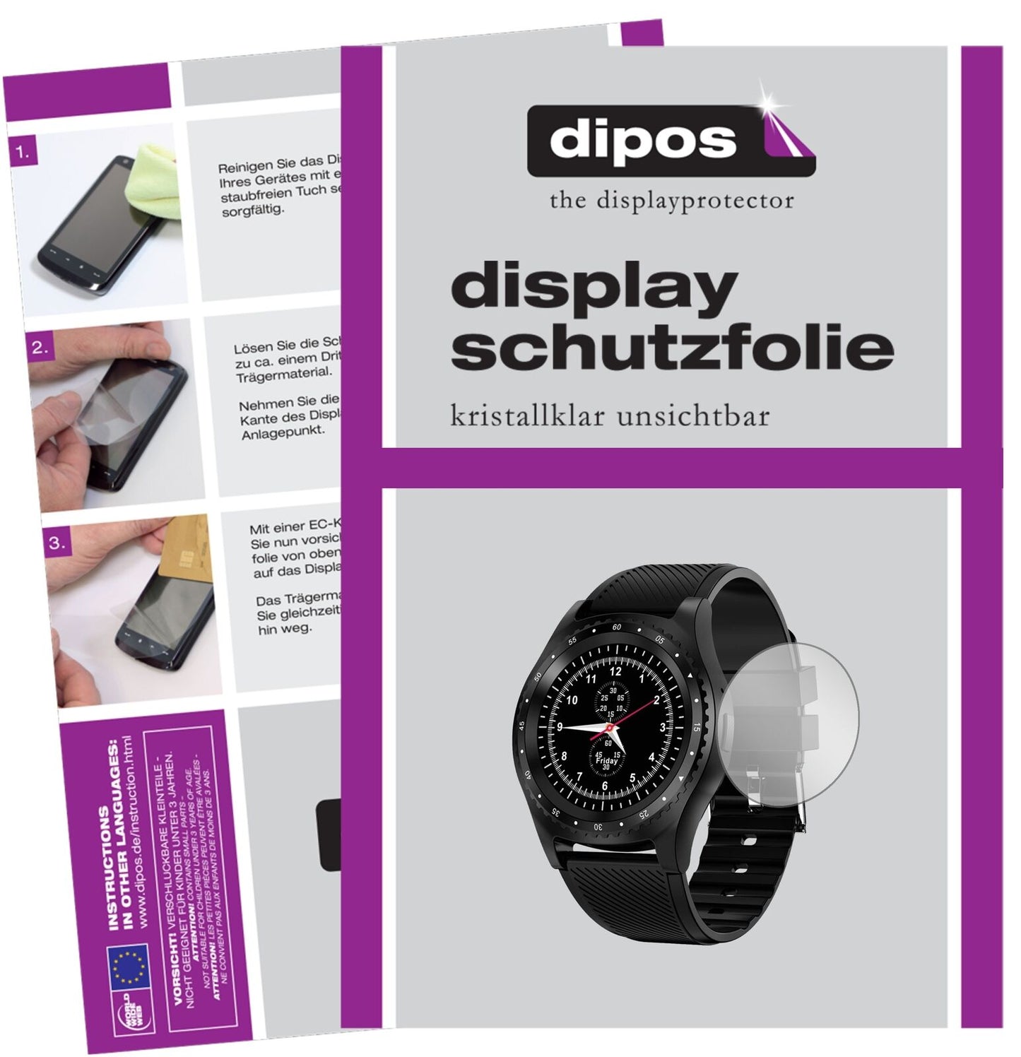 5x Schutzfolie klar für CanMixs CM08 Smartwatch Display-Schutzfolie