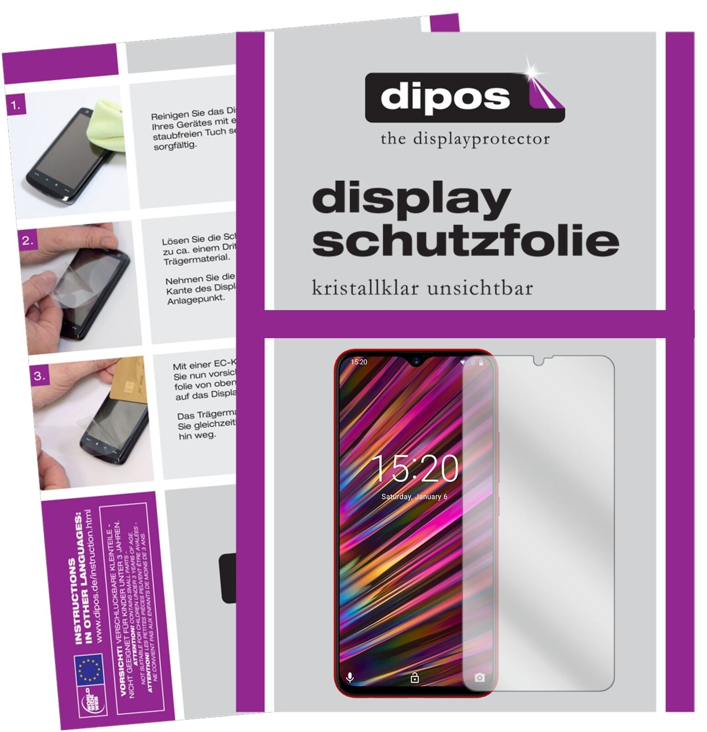 1x Schutzfolie klar für Umidigi F1 Display-Schutzfolie