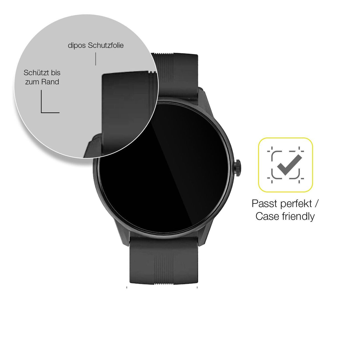2x 3D Full Cover Schutzfolie für Lytimes 1,3 Zoll Smartwatch