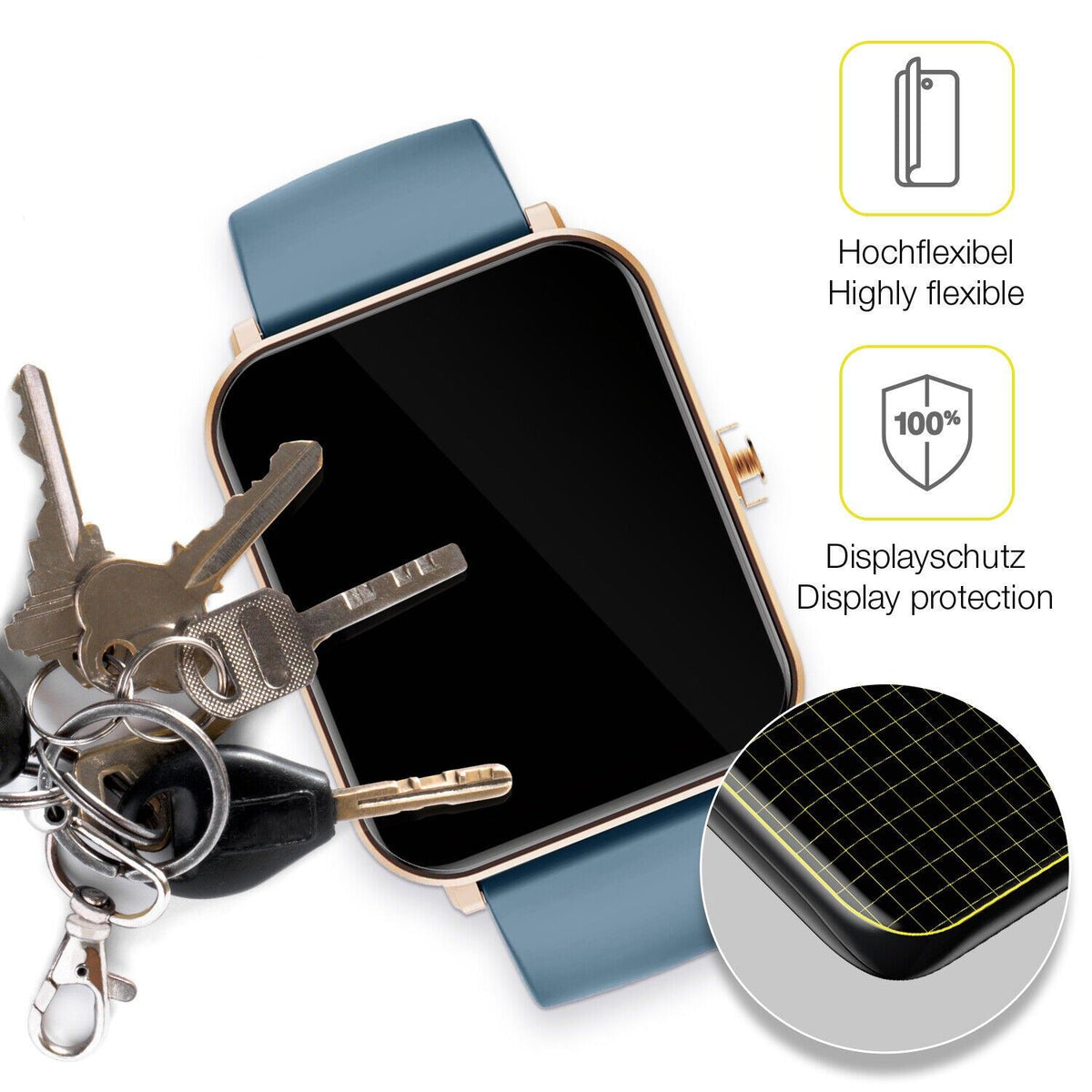 2x 3D Full Cover Schutzfolie für Huakua G50 Smartwatch