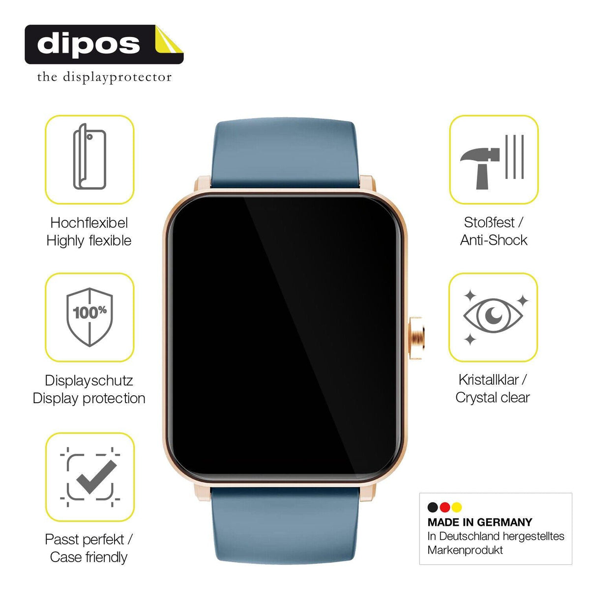 2x 3D Full Cover Schutzfolie für Huakua G50 Smartwatch