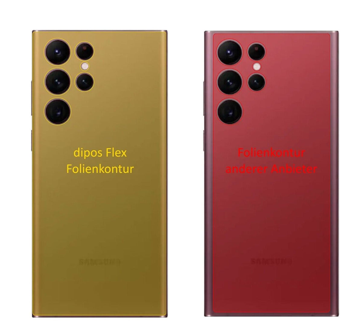 2x 3D Full Cover Schutzfolie für Samsung Galaxy S22 Ultra Rückseite