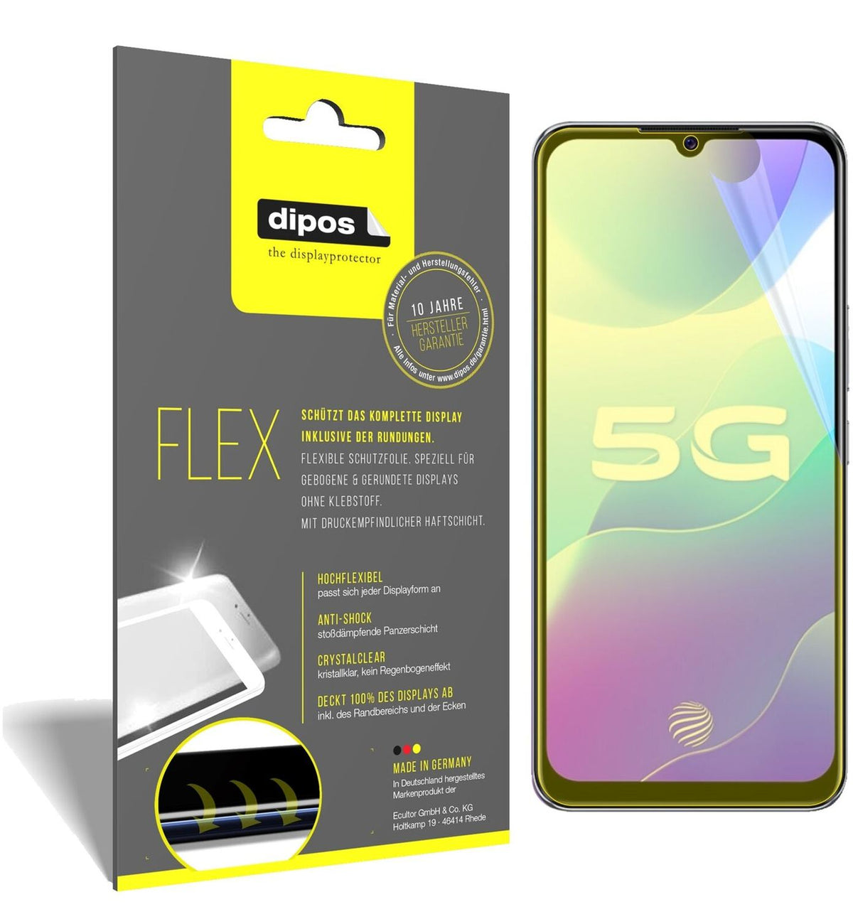 2x 3D Full Cover Schutzfolie für Vivo Y73s 5G