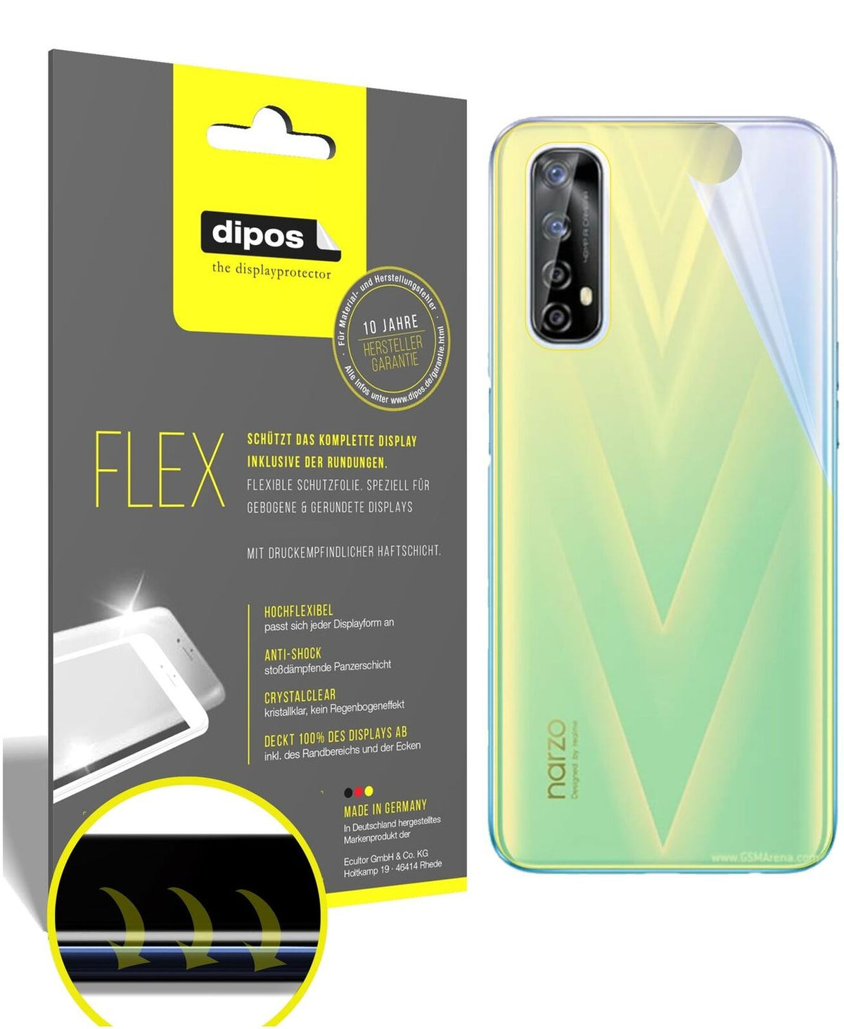 2x 3D Full Cover Schutzfolie für Oppo Realme Narzo 20 Pro Rückseite