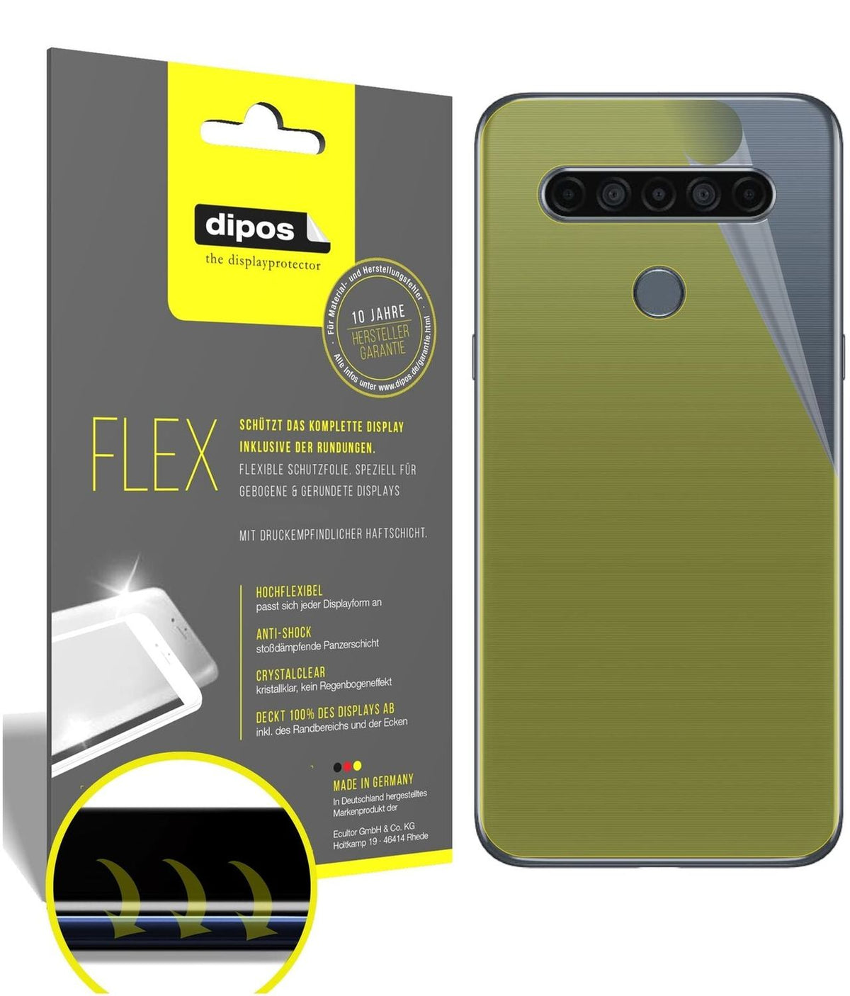 2x 3D Full Cover Schutzfolie für LG K61 Rückseite