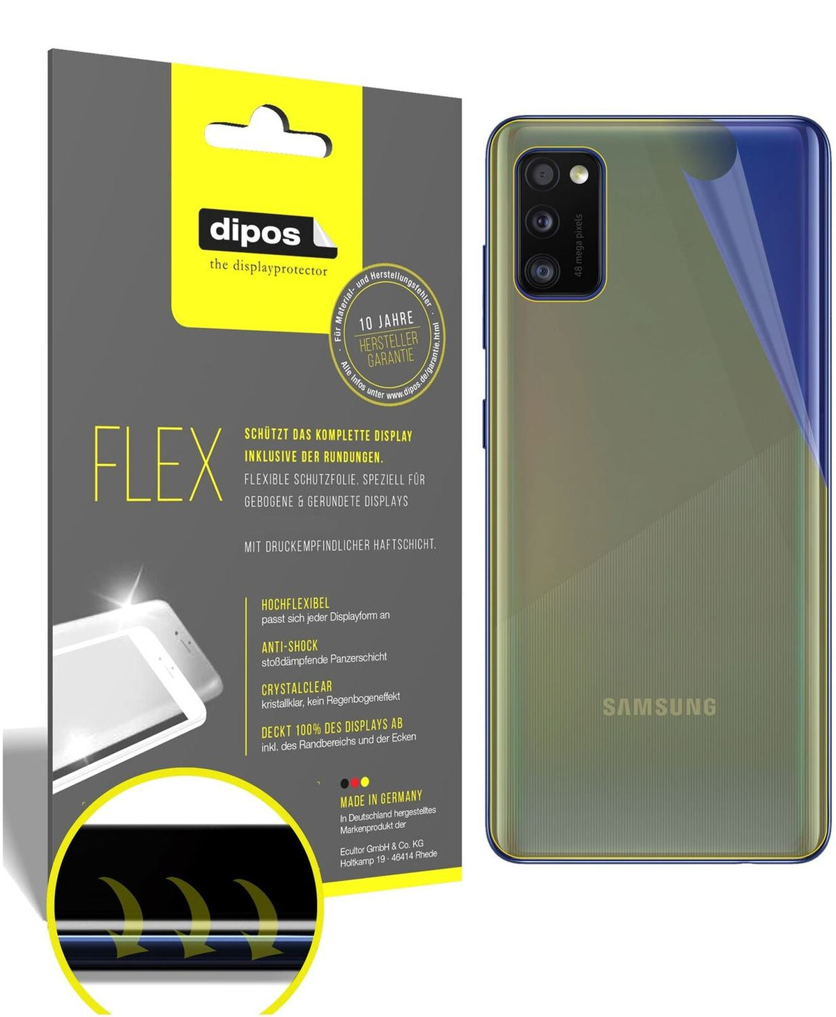 2x 3D Full Cover Schutzfolie für Samsung Galaxy A41 Rückseite