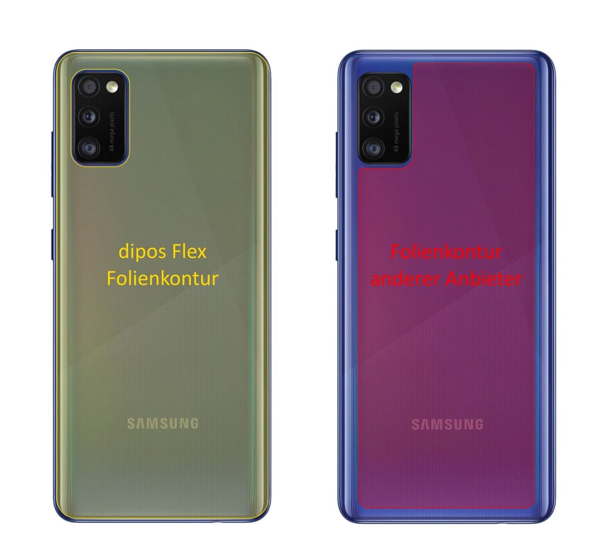 2x 3D Full Cover Schutzfolie für Samsung Galaxy A41 Rückseite