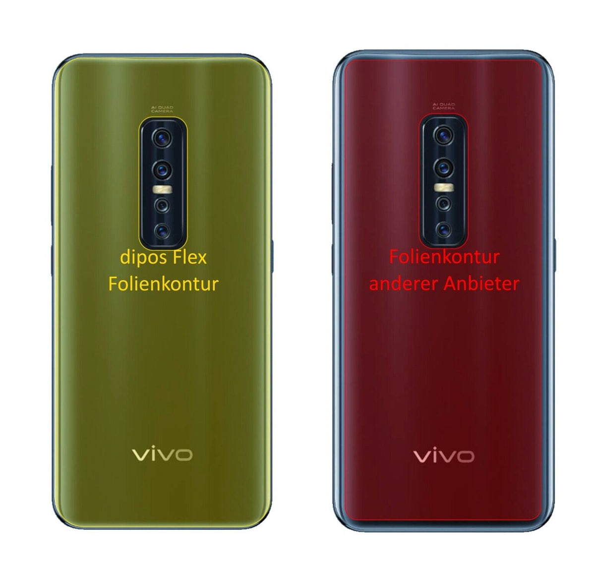 2x 3D Full Cover Schutzfolie für Vivo V17 Pro Rückseite