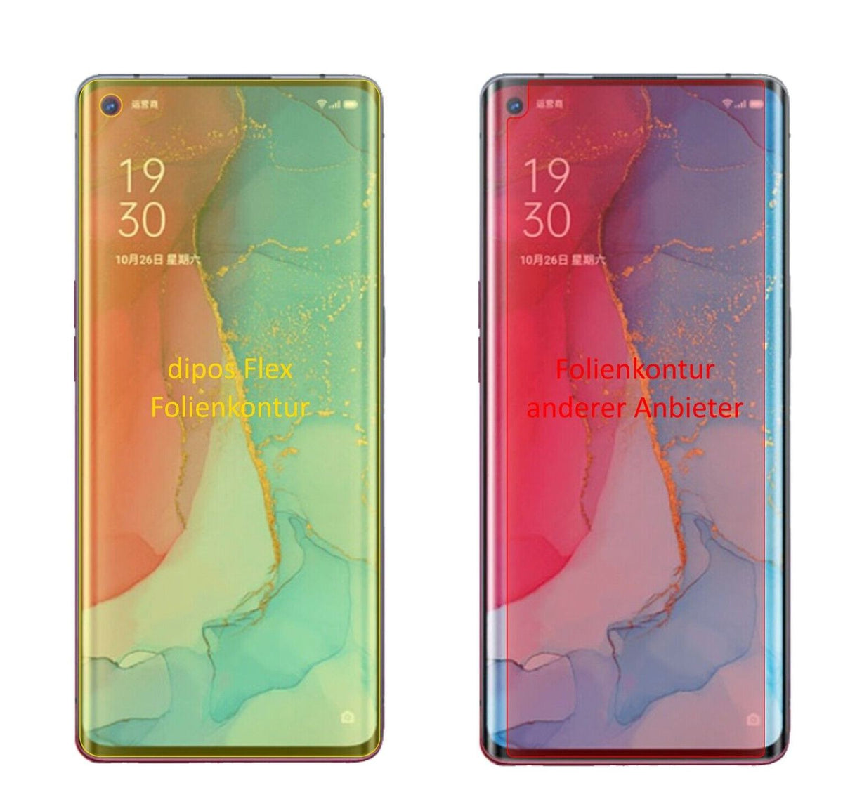 2x 3D Full Cover Schutzfolie für Oppo Reno3 Pro 5G