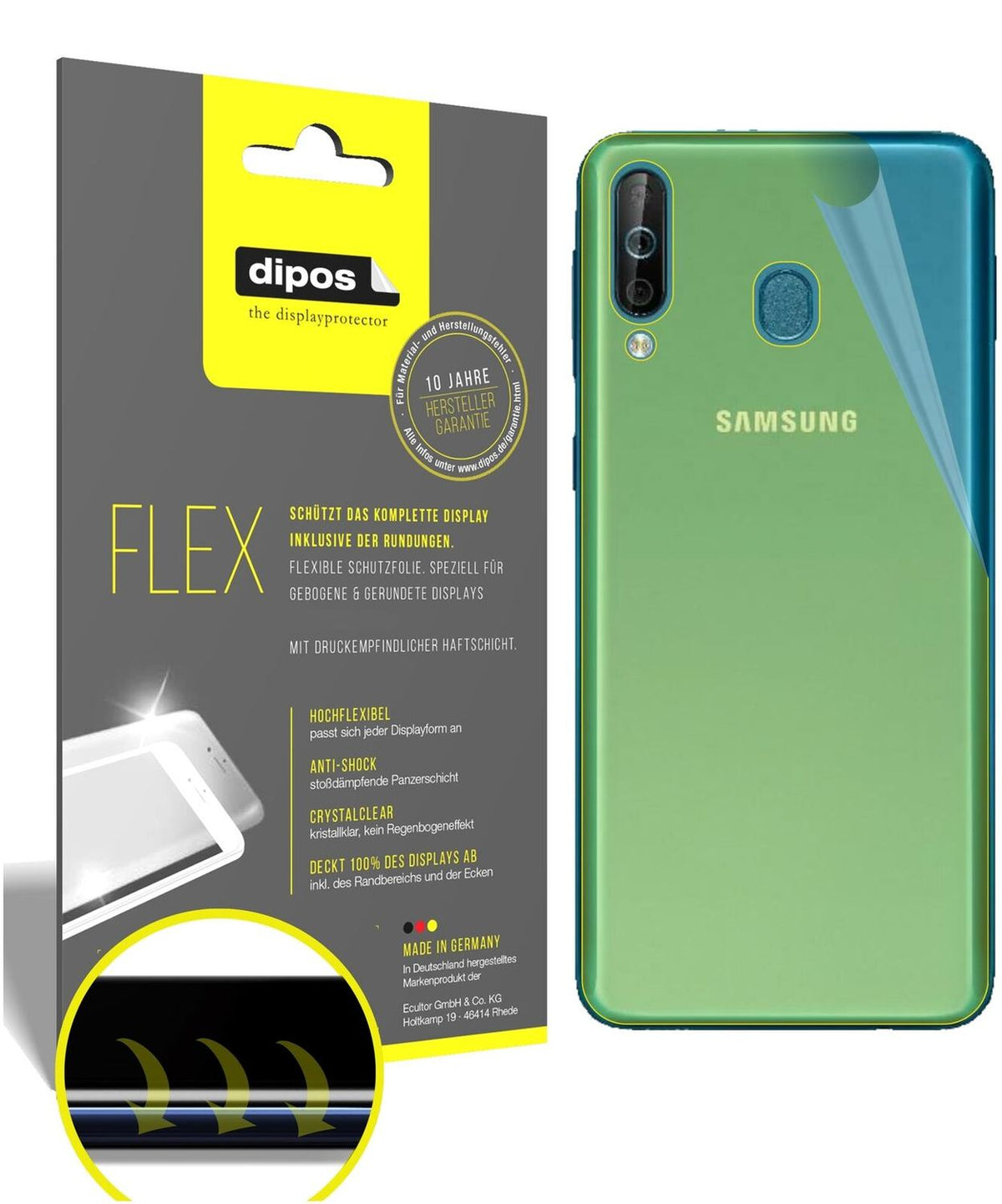2x 3D Full Cover Schutzfolie für Samsung Galaxy A40s Rückseite