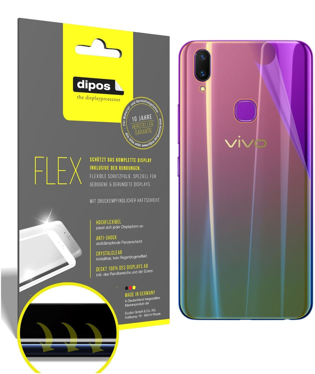 2x 3D Full Cover Schutzfolie für Vivo Z3x Rückseite