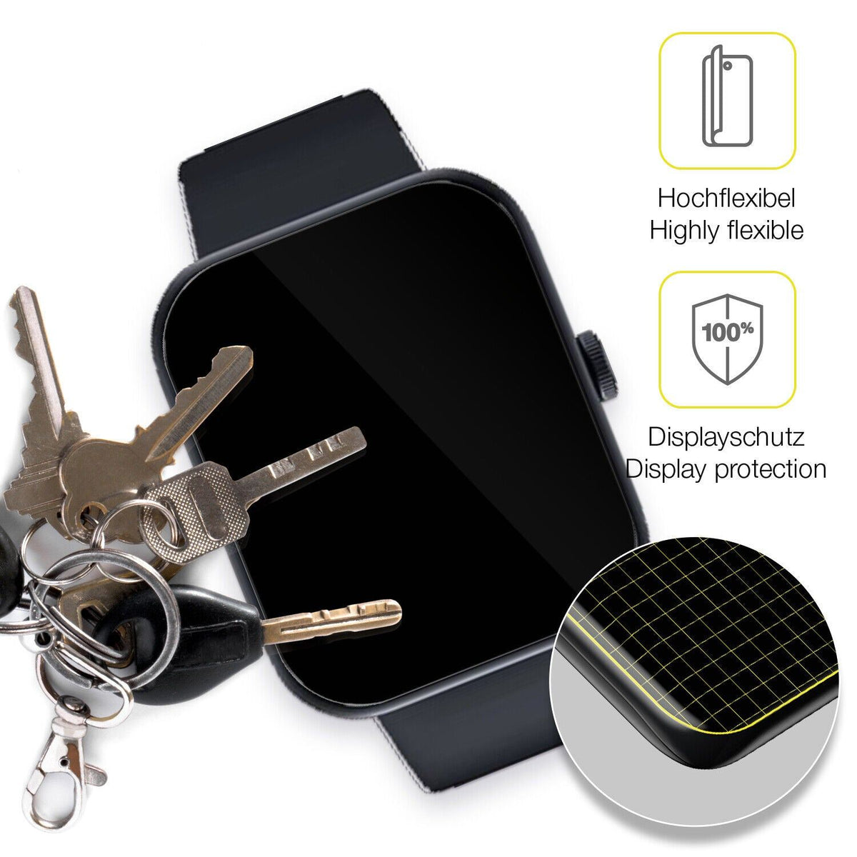 1x 3D Full Cover Schutzfolie für Noise ColorFit Pulse Go Buzz