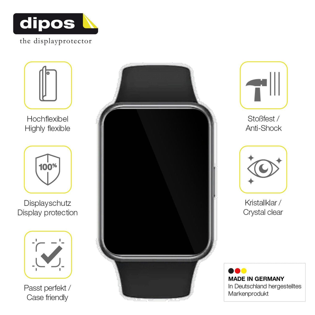 1x 3D Full Cover Schutzfolie für Huawei Watch Fit 2