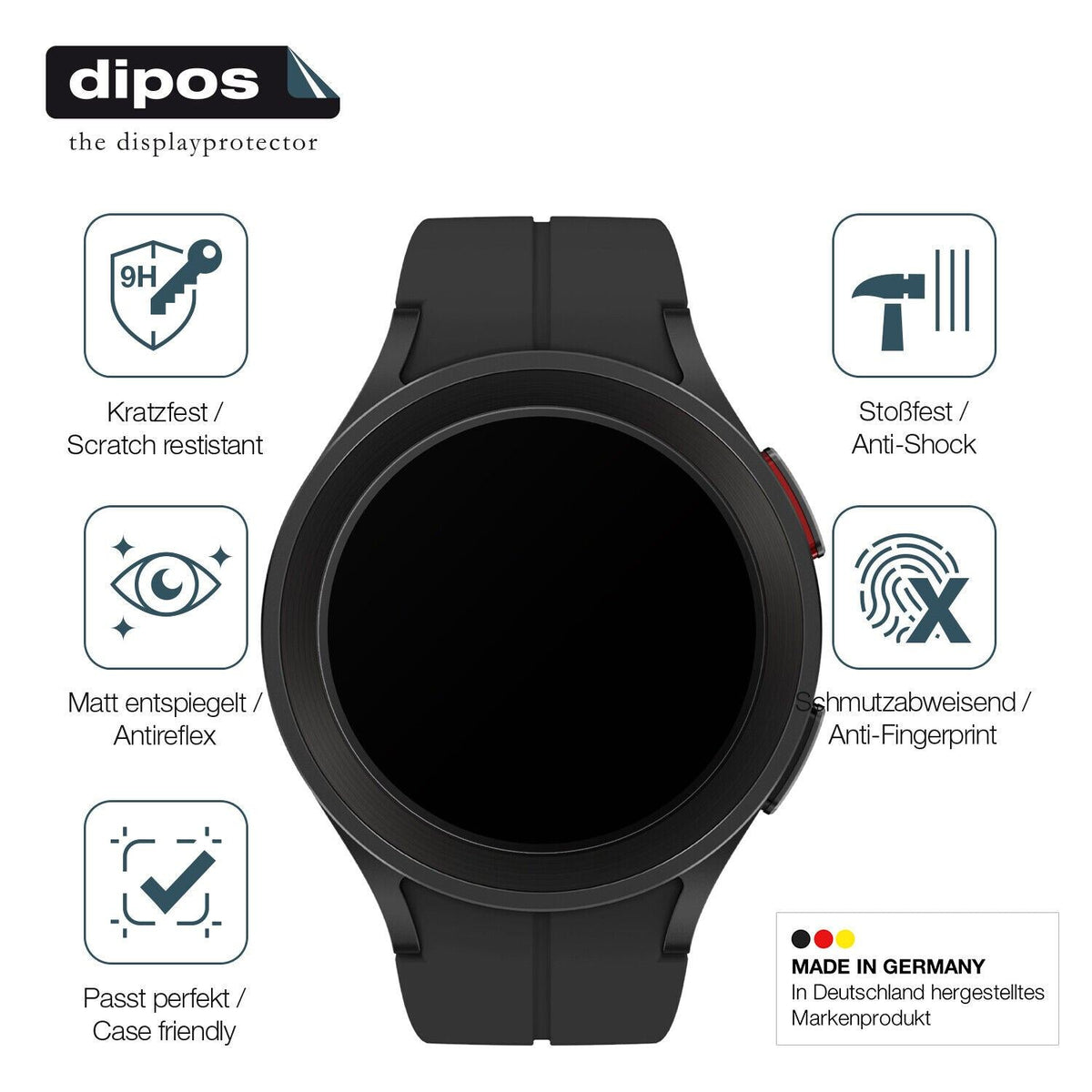 1x 9H Schutzfolie matt für Samsung Galaxy Watch 5 Pro Panzerfolie