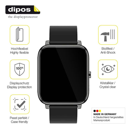 2x 3D Full Cover Schutzfolie für Popglory Smartwatch