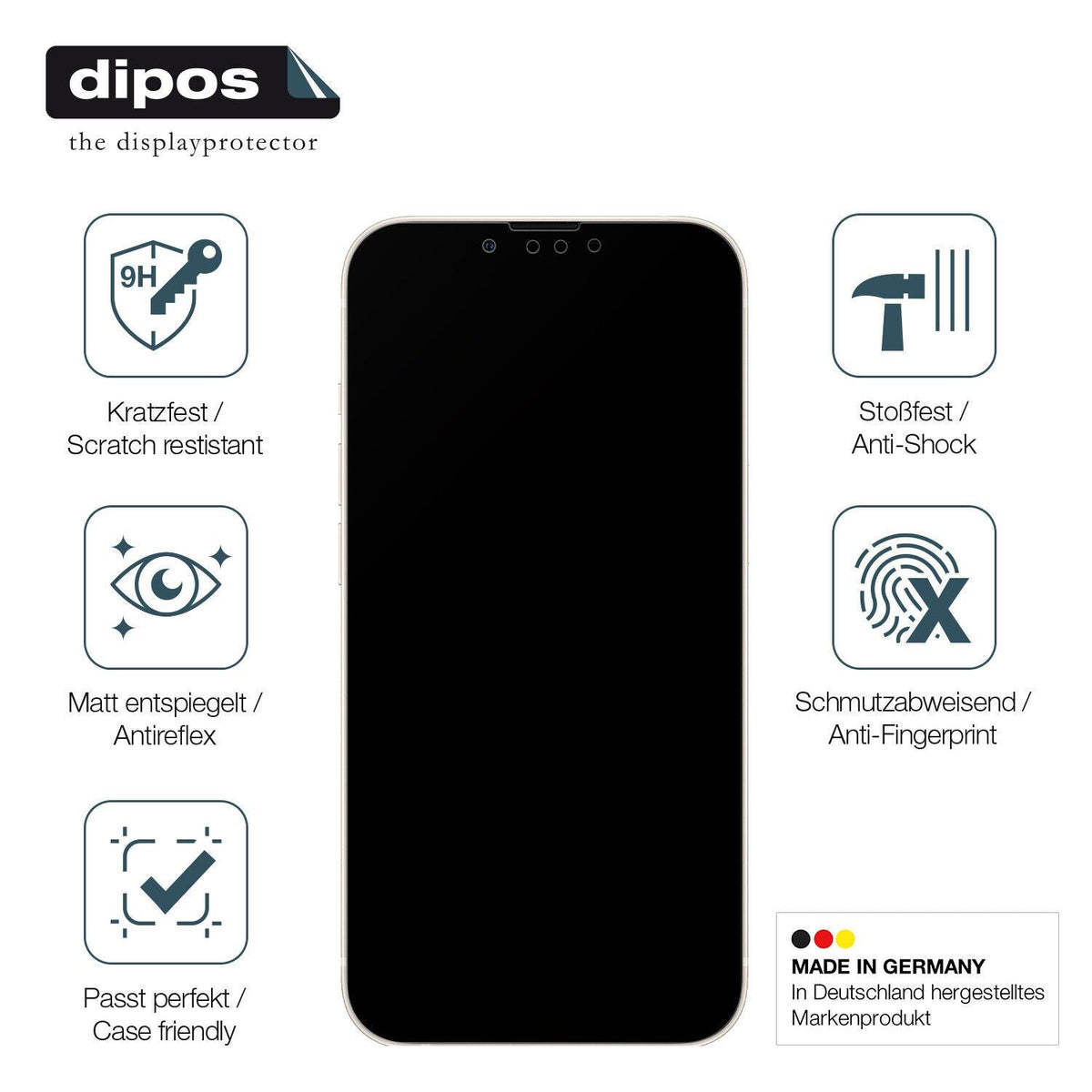 1x 9H Schutzfolie matt für Apple iPhone 13 Pro Panzerfolie