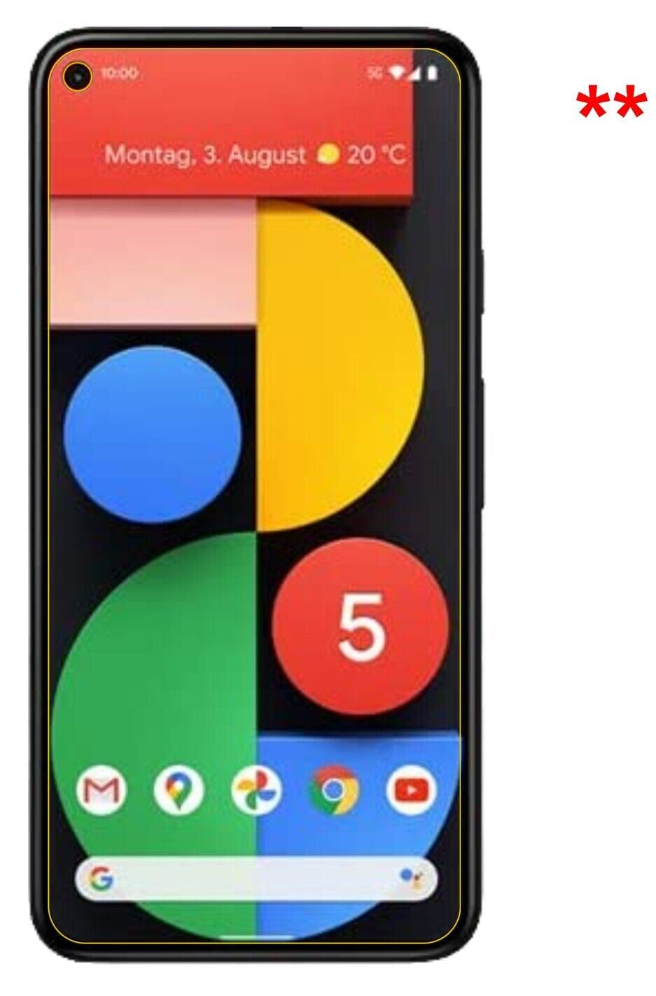 1x 9H Schutzfolie matt für Google Pixel 5 Panzerfolie